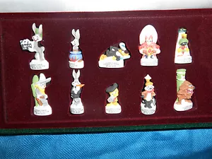 LOONEY TUNES Back in Action Set 10 French Porcelain FEVES DISPLAY CASE Figurines - Picture 1 of 8