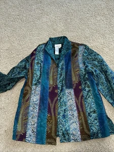 Giacca blazer donna Coldwater Creek taglia media verde viola - Foto 1 di 2