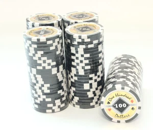 125 Black $100 Black Diamond Poker Chips - 5 x 25 Chip Rolls - Picture 1 of 1