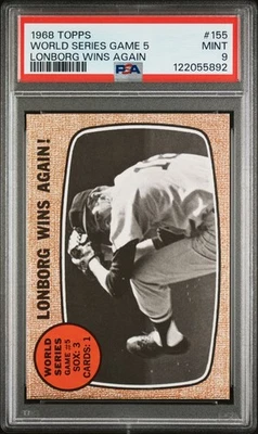 1968 TOPPS LONBORG WINS AGAIN #155 WORLD SERIES GAME 5 PSA 9 - Image 1 of 2