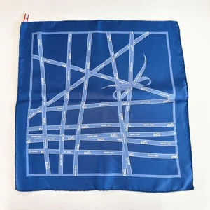 HERMES Petit Carre 45 Schal Bolduc 100% Seide blau mit Etikett ohne Karton unbenutzt. - Bild 1 von 4