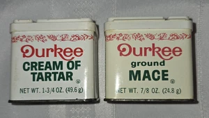 Vintage Durkee Metall Gewürzdosen einige Inhalte Streitkolben Zahnsteincreme  - Bild 1 von 7