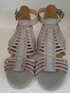 Mint Velvet Grey Leather Strappy Block Heel Sandals Size 37 UK 4 A72 G264 - Picture 1 of 16