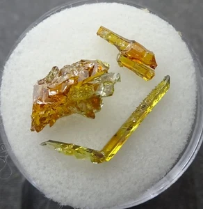 Zincite, 3 crystals, Poland - Mineral Specimens for Sale - Picture 1 of 3