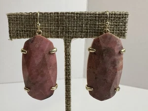 Pendientes Kendra Scott Esme Rosa Rodonita Facetada Piedra Ovalada Oro Alambre Francés - Imagen 1 de 6