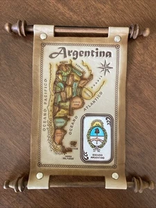 Lederkarte von Argentinien - mit Holzrahmen ~ EUC - Bild 1 von 6
