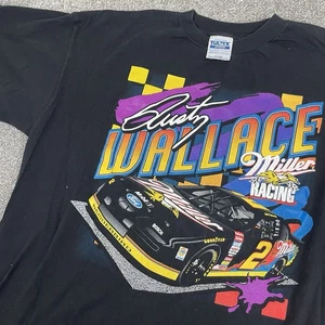 NASCAR Rusty Wallace Miller Racing T-Shirt Mens XL Black Tultex Tag Vintage Y2K - Picture 1 of 9