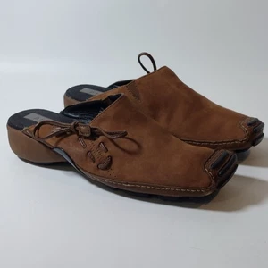 Privo by Clarks Prism Damenschuhe Größe 6,5 M braune Leder-Slipper seitlich zum Binden Pantoletten - Bild 1 von 10