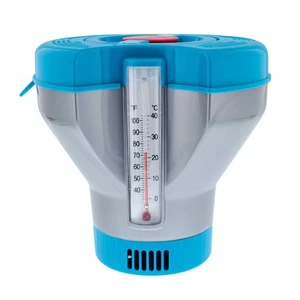Deluxe Pool Cleaner Floater Dispenser, Dual Thermometers, Holds 3", 4" Tablets - Picture 1 of 5