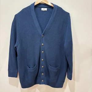 Oak Hill Navy Blue Men Cardigan Sweater Chunky Ribbed Knit 4XL Old Money Preppy - Picture 1 of 11