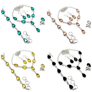 Juego de joyas de plata esterlina 925 hechas a mano mezcla de piedras preciosas selección variación - Imagen 1 de 11
