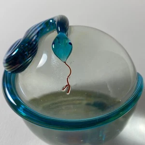 Wunderschöner Correia signierter/nummerierter Kunstglas Kristall & Aqua 3-D Schlange Briefbeschwerer - Bild 1 von 19
