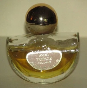 Vintage AVON Cologne~Topaze~Rocker Glass Bottle~.5 fl oz size~ 3/4 full~ 2" w~PO - Picture 1 of 5