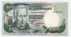 Colombia 200 Pesos 1-11-1988 Pick 429.d UNC Uncirculated Banknote - Picture 1 of 2