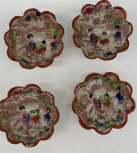 Antique Japanese Geisha Ware Nut Cups Bowls Hand Painted Porcelain c1920 Japan - Picture 1 of 8