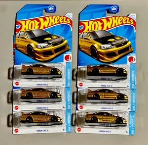 🙂Hot Wheels 🙂 HW J-Imports Gold Honda Civic Si #45 2024 6er SET - Bild 1 von 1