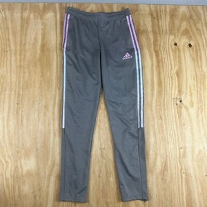 Adidas Training Tiro Track Sweatpants Girls Medium 14-15y Gray/Pink Stripes - Picture 1 of 4