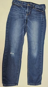 ANA Womens Size 8 (32x26) Skinny Ankle Stretch Denim Blue Jeans Distressed - Picture 1 of 7