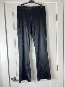 Vintage Cache Satin Pants 8 Black Flare Stretch - Picture 1 of 9
