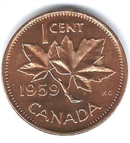 1959 Canadian Uncirculated One Cent Elizabeth II Coin! Cover