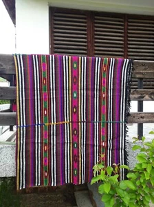 Vintage Hand woven rug ,Bulgarian woolly Carpet ,Traditional Bulgarian folk art - Picture 1 of 7