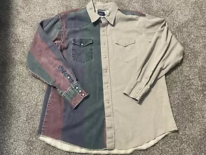 Vintage Wrangler Brushpopper Shirt Size 17 1/2 36 Two Tone Multicolor Farm Work - Picture 1 of 11
