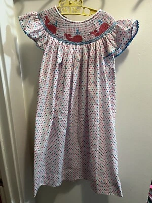 Vestido para niña Anavini talla 5 rosa azul ballenas Foto 1 de 4