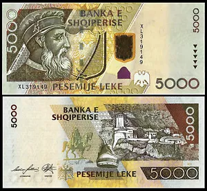 Albanien 5000 Leke Papiergeld, Banknote von 2013. WÄHLEN SIE 75. UNC - Bild 1 von 1