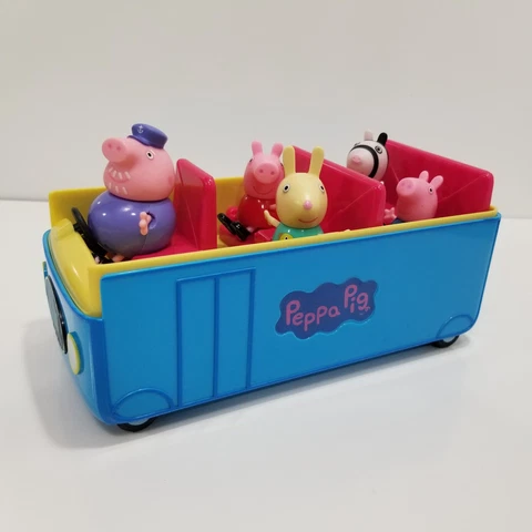Jazwares: Peppa Pig's School Bus w/Figures Lot  - Zoe, Rebecca, Grandpa, George Cover