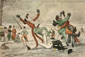 Charles Williams (tätig 1797-1830), Radierung "Skating Dandies, shewing off" - Bild 1 von 12