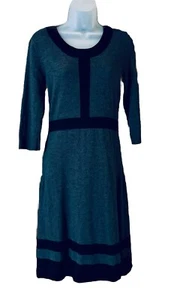 MERONA Womens Size M 100% Wool Knit Sweater Dress Black Gray Classic - Picture 1 of 12