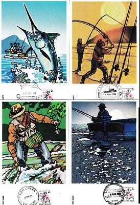 1979 FISHING IN AUSTRALIA FULL SET DECIMAL STAMP POST CARDS VARIOUS POSTMARK#M13 - image 1 of 4