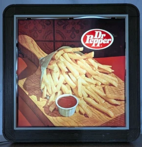 Dr. Pepper Soda Pop mit Pommes Frites Essen Restaurant beleuchtetes Schild 22 x 22 Zoll - Bild 1 von 9