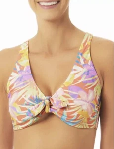 Time And Tru Floral Front Tie Bikini Top Size 3X (24W-26W) NWT - Picture 1 of 12