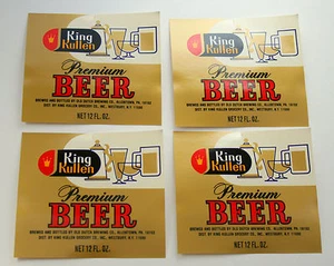 4 Vintage King Kullen Premium Beer Bottle Label Brewing Unused NOS New 1960s - Picture 1 of 1