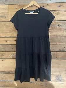 Time and Tru Stufen Strickkleid mit Taschen Damen klein schwarz kurzarm einfarbig - Bild 1 von 2