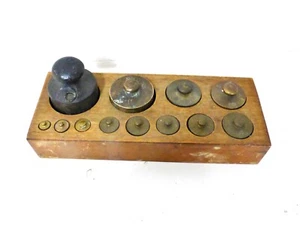 Antiguo juego de pesas completo excelente - Imagen 1 de 2