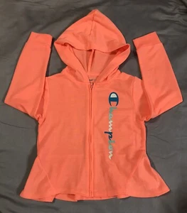 Champion Hoodie Girls 5 Orange Zip Up Long Sleeve Graphic Print - Picture 1 of 11
