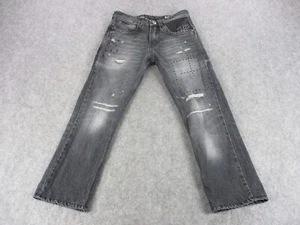 Diesel Jeans Mens 30 Gray Stone Wash Distressed Leather Trim Hemmed 30x26 - Picture 1 of 22