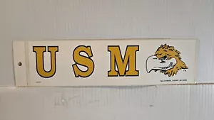 USM GOLDEN EAGLES Vintage Team Bumper Sticker Decal Strip  - Picture 1 of 3
