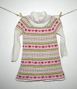 Girls Gymboree Gingerbread Girl Pink Fair Isle Heart Sweater Winter Dress sz 5 - Picture 1 of 6