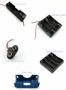 1 2 3 4 6 8x AA AAA 9V 18650 Battery Holder Snap Storage Plastic Box Case Switch - Picture 1 of 19