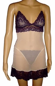 Sally Jones Lace & Mesh Chemise & G-String Panty Lingerie Sleepwear Sml NWoT - Imagen 1 de 4
