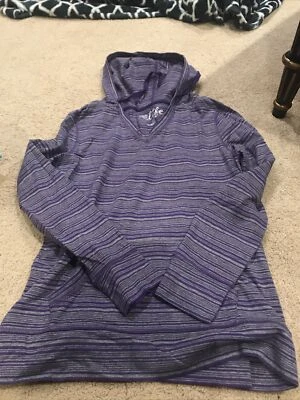 MADE FOR LIFE Mujer Cremallera Sudadera con Capucha Rayas Púrpura Talla PETITE S Foto 1 de 4