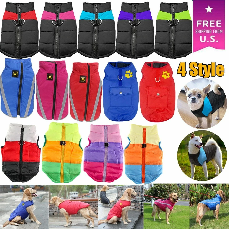 Puppy Dog Vest Jacket Pet Warm Waterproof Clothes Small/Large Winter Padded Coat - Image 1 of 1