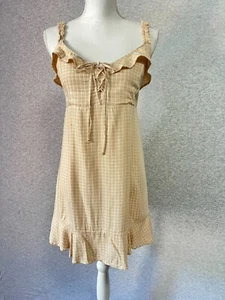 American Eagle Mini Baby Doll Sun Dress Womens Medium Festival Ruffle Lace-Up - Picture 1 of 12