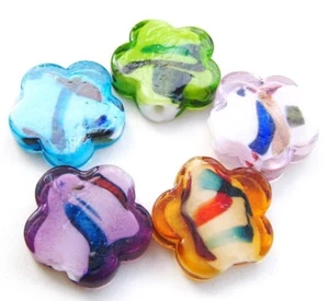 Lampwork Perlen Glasperlen Blume 23mm 5 Stück SERAJOSY  - Bild 1 von 6