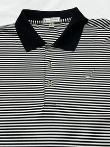 Polo de golf Peter Millar Crooked Stick pour homme grandes rayures noir blanc - Photo 1/8