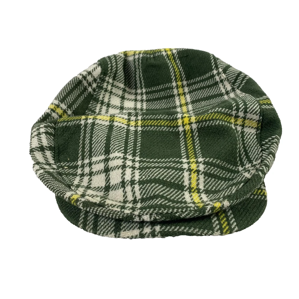 Guinness Hat Cap Fitted Mens Green White Plaid Tartan Flat Cap Ivy Irish Harp - Image 1 of 4