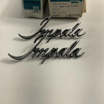 NOS 1971-73 Impala (ex. Custom) Quarter Panel Nameplate Emblem (2) 9837199  p4 - Изображение 1 из 3